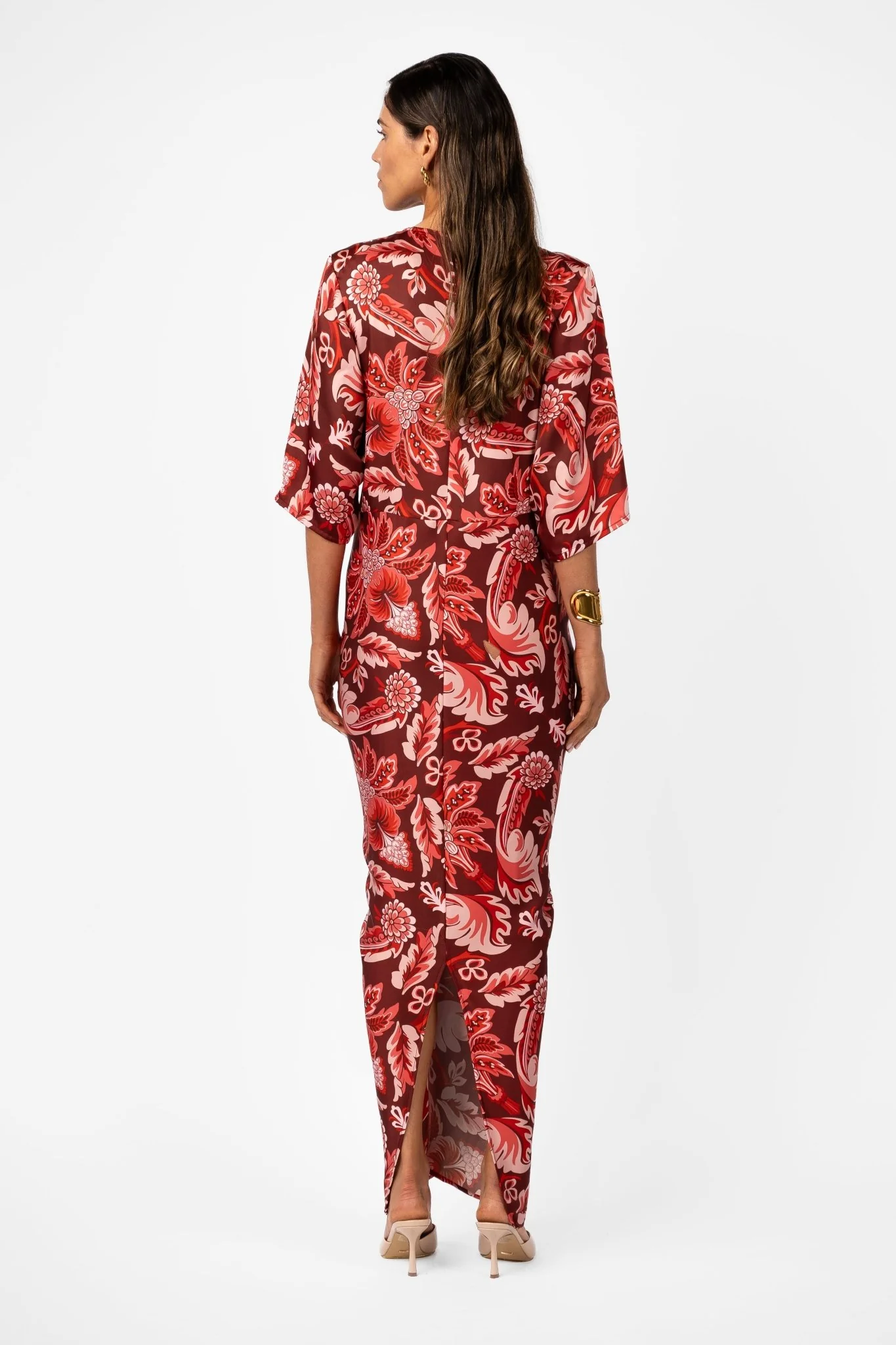 ALEX KIMONO SLEEVE MAXI - PORTA ROSA SATIN - Image 5