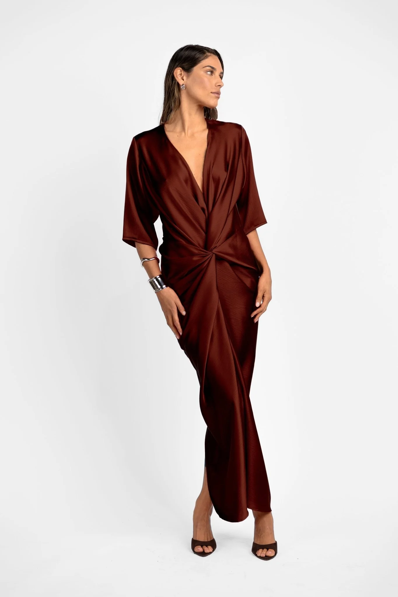 ALEX KIMONO SLEEVE MAXI - TERRA ROSA SATIN - Image 3