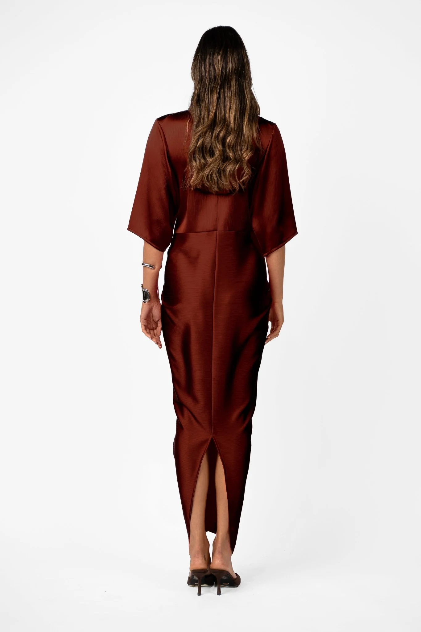 ALEX KIMONO SLEEVE MAXI - TERRA ROSA SATIN - Image 4