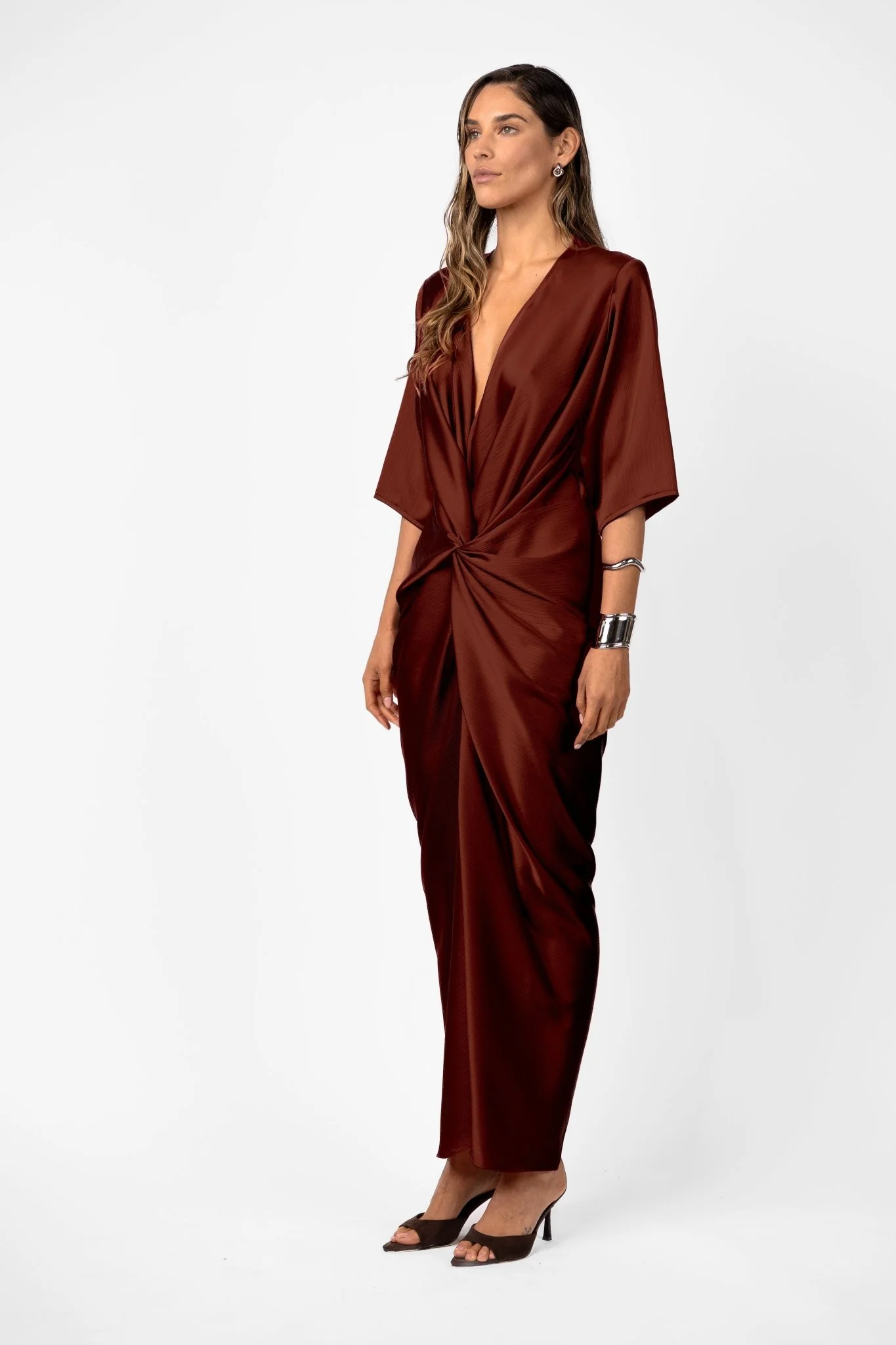 ALEX KIMONO SLEEVE MAXI - TERRA ROSA SATIN - Image 5
