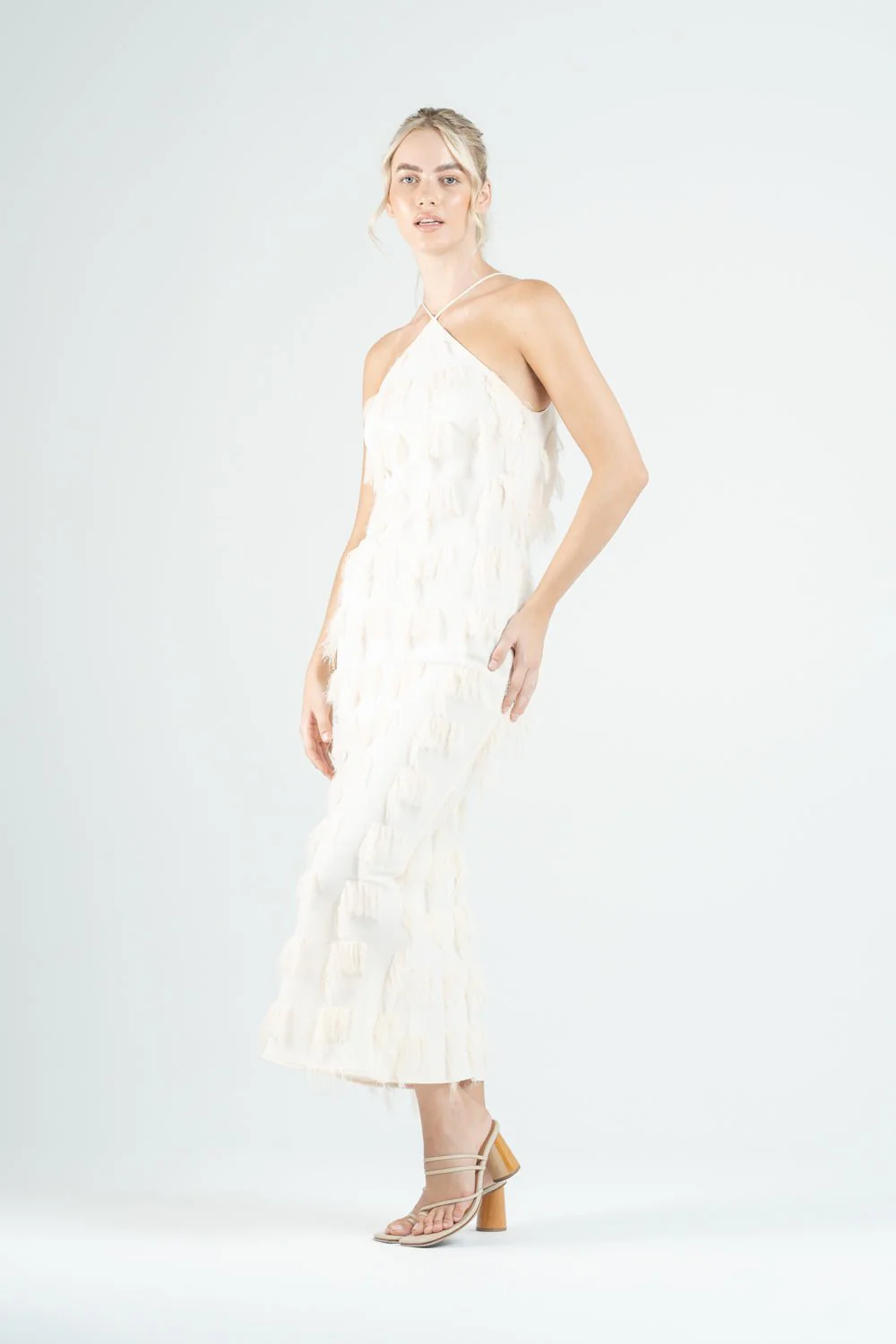 CHLOE DRESS IN IVORY FRINGE - Image 3