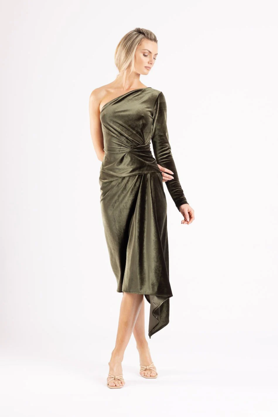 LETICIA DRESS IN BRACKEN VELOUR - Image 2
