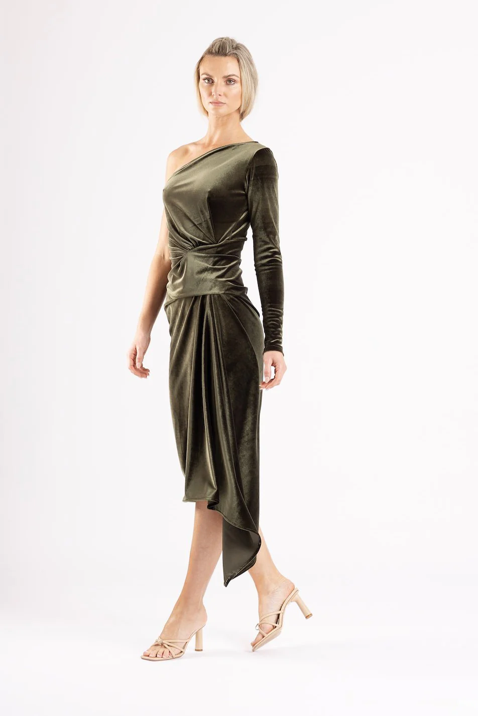 LETICIA DRESS IN BRACKEN VELOUR - Image 3