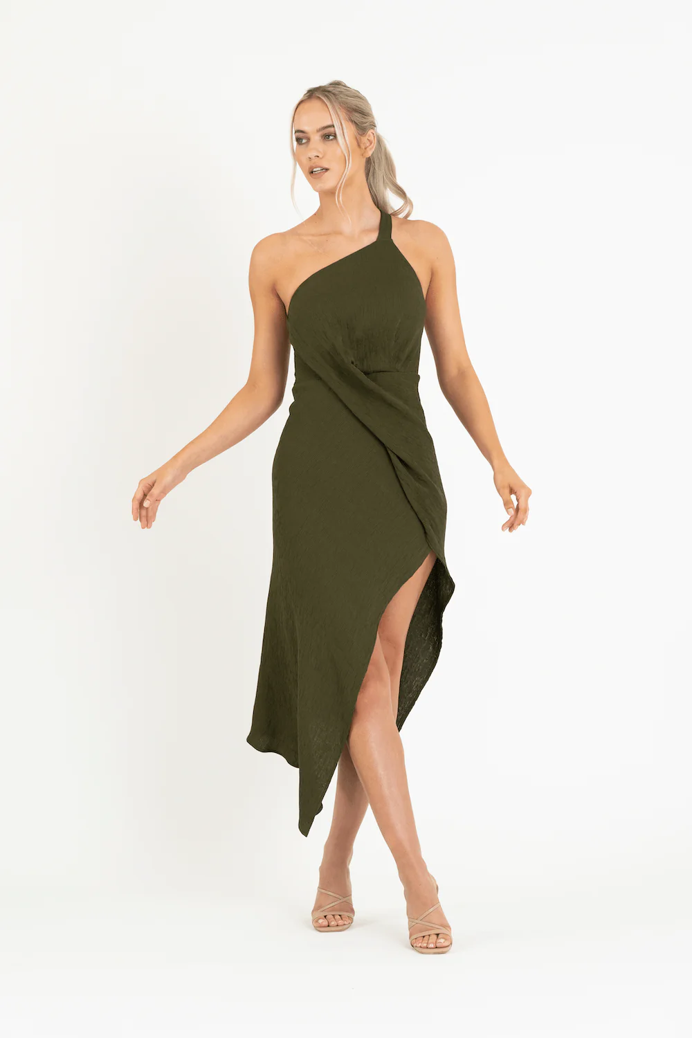 HARLEQUIN DRESS IN OLIVE LINE - Image 2
