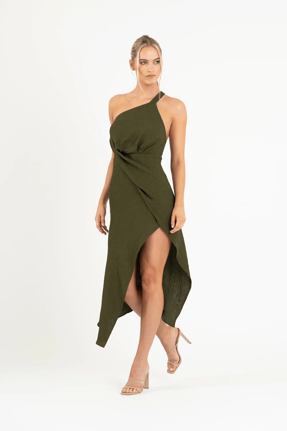 HARLEQUIN DRESS IN OLIVE LINE - Image 4