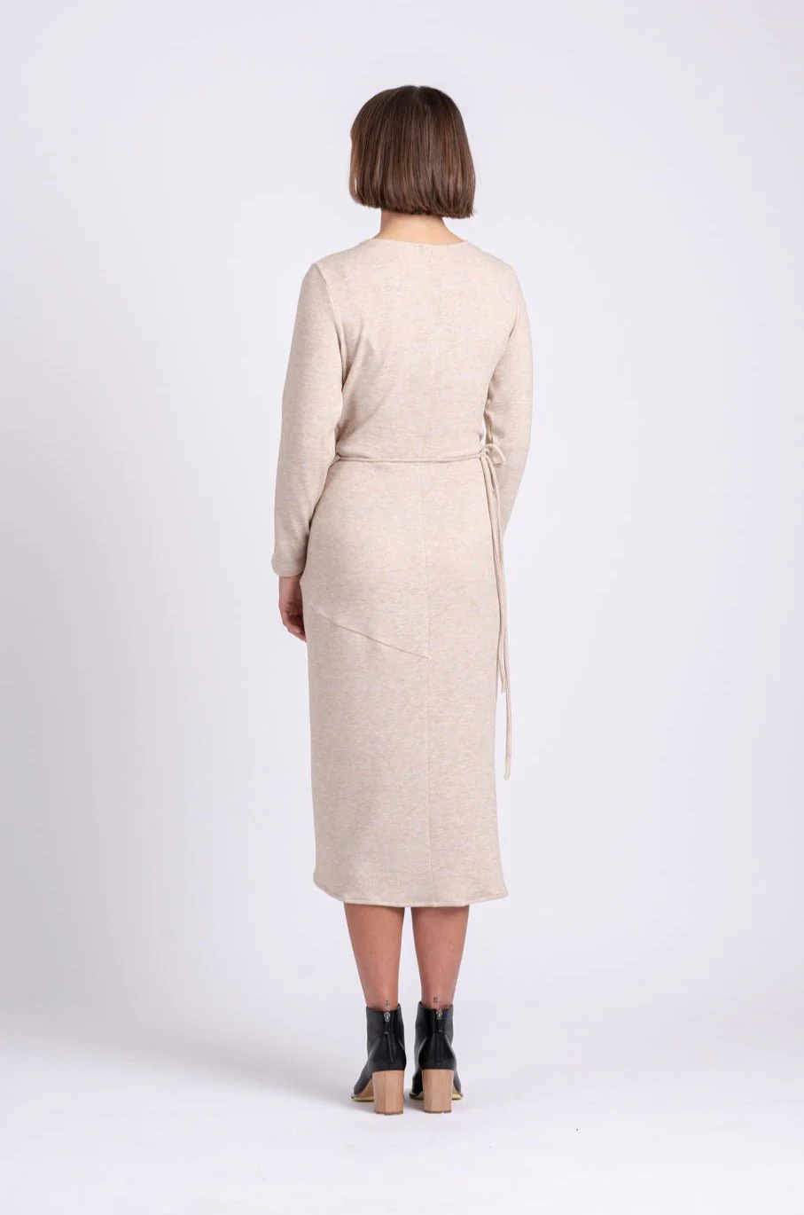 OFS Wrap Dress in Sand Knit - Image 4
